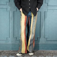 USA VINTAGE SisterS point MULTI PATTERNED SWITCHED DESIGN FLARE PANTS/アメリカ古着マルチパターン切替デザインフレアパンツ