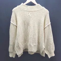 ◇ GLOBAL WORK ステッチデザイン ハイネック カジュアル 長袖 ニット セーター サイズF マスタード系 レディース E  【1305020016697】