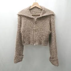 ◇ ⊇ archives アルシーヴ 無地 長袖 短丈ジップカーディガン サイズM ブラウン系 レディース E  【1506300030642】