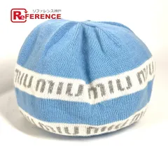 MIUMIU ミュウミュウ ニット帽 ロゴ 5HC260 ウール ブルー