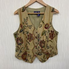 OLD GAP　ギャップ　総柄ベスト　花柄　ジャガード　90s