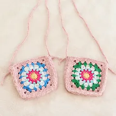 【送料無料】かぎ針編み 女の子 キッズポシェット ピンク おしゃれ お出かけ