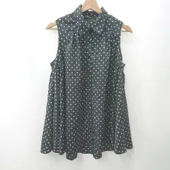 ◇ ⊂ QuEENSCOURT クイーンズコート ドット - ノースリーブシャツブラウス カットソー サイズ2 ブラック系 レディース E  【1506130013822】のサムネイル