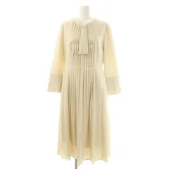 セルフォード CELFORD 25SS ボウタイプリーツワンピース ロング 長袖 38 ライトベージュ /DO ■OS ■SH