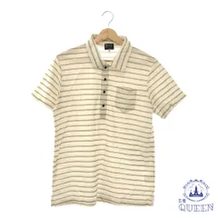 【訳アリ】 TAKEO KIKUCHI タケオキクチ トップス ポロシシャツ ボーダー 胸ポケット 半袖 レディース ホワイト ブラウン 3 901-9586 送料無料 古着