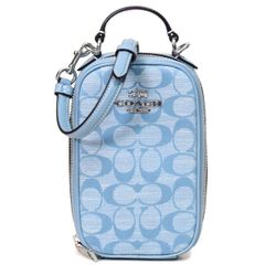 コーチ スマホショルダー COACH シャンブレー レザー シグネチャー エヴァ ロゴ ジップ クロスボディ フォン ポーチ 2way 斜めがけ スマホショルダー ハンドバッグ ショルダーバッグ コーンフラワーマルチ CH152