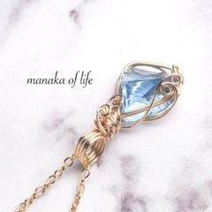 シエラ産 アンダラクリスタル エレスチャルサファイア ペンダントトップ フカネ巻き ワイヤーラッピング ネックレス