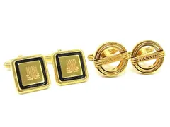■美品■ LANVIN ランバン カフス カフリンクス カフスボタン アクセサリー 紳士 メンズ 2点セット まとめ売り ゴールド系 DE6373 冠婚葬祭 結婚式 葬式のサムネイル