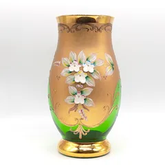 BOHEMIA ボヘミアガラス花柄 浮き模様 花瓶