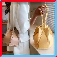 新品 ショルダーバッグ レディース 巾着バック 大人可愛い 韓国風 2WAYミニバッグ バイカラー 【送料無料】