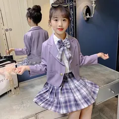 子供スーツ 3点セット スーツセット スクール制服 長袖 上下セット スーツ 女の子 子供服 女子制服 スクール制服 JK制服 学生服 小学校 子供 ジュニア コスプレ衣装 可愛い JK服 入学式 学園祭 卒園式 卒業式 スーツ 2カラーからお選び