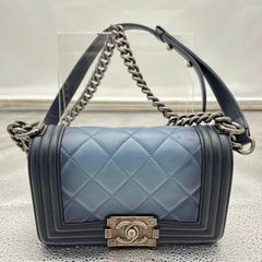 極美品✨シャネル　ショルダーバッグ　ラムスキン　ボーイ　ブルー　マトラッセ シャネル ミニボーイシャネル ラムスキン チェーンショルダー