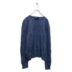 POLO RALPH LAUREN コットン ニット セーター ポロラルフローレン XL ブルー ビッグサイズ Vネック 古着卸 アメリカ仕入 a605-8324