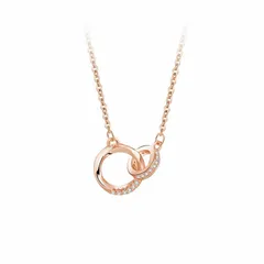 【数量限定】レディース ペンダント ネックレス ダブルリング メビウス シルバー ピンクゴールド 鎖骨チェーン 金属アレルギー対応 おしゃれ [Hothrty] 女性 彼女 カップル プレゼント 誕生日 調節可能 ギフトBOX付き