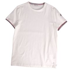 Sサイズ MONCLER Vネック Tシャツ ホワイト トリコロール - メルカリ