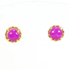 K18YG　ピアス　earrings　合成スタールビー　総重量約0.8g