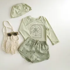 ☆ A ☆ 110cm ☆ ベビー キッズ 水着 セパレート 帽子付き UVカット 水着 セパレート 帽子 ベビー キッズ スイムパンツ 長袖 ラッシュガード パンツ 子ども用水着 子供用水着 スイムウェア UVカット 帽子付き セット ぼうし