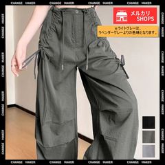サイドドロスト カーゴパンツ レディース 涼しい 速乾 ワイドパンツ ゆったり ハイウエスト ドライパンツ ストリート カジュアルパンツ おしゃれ リボン スポーティパンツ 美脚 脚長 春夏 イージーパンツ 薄手 サイドリボンパンツ CH87DKFSH-005
