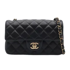 【天白】シャネル ミニマトラッセ チェーンショルダー ブラック ゴールド金具 シングルフラップバッグ ラムスキン