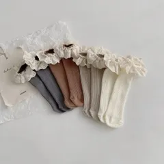 韓国 子供 靴下 フリルソックス 女の子 ハイソックス くつ下 リブ フリル