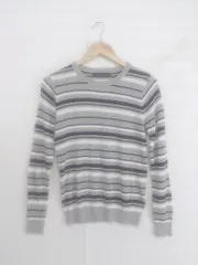 ◇ HONEYSUCKLE ROSE ハニーサックルローズ ボーダー 長袖 ニット セーター サイズM グレー マルチ レディース P  【1302070001949】