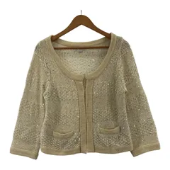 JILLSTUART ジルスチュアート スパンコール 七分袖 ニットカーディガン sizeM/アイボリー