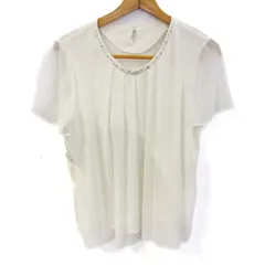 レリアン ブラウス シャツ トップス 半袖 プルオーバー ビジュー 大きいサイズ 日本製 レディース 13+サイズ ホワイト Leilian 【中古】