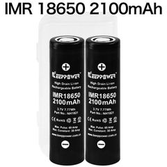 KEEPPOWER IMR 18650 HN1821 2100mAh Max:60A Constant:30A リチウムイオンバッテリー 日本製セル ケース付き 2本組
