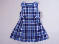 ファミリア familiar アウトレット 子供服 女の子 110cm ジャンパースカート チェック 水色 紺 春 夏 ★3 ガールズ 女児 キッズ 【中古】 ユーズド リサイクル こども
