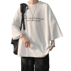 サイズ 大きい かっこいい服 ゆったり クルーネック おしゃれ 涼しい ビッグ シルエット 七分袖 カットソー カジュアル tシャツ トップス 柔らかい肌触り メンズ 人気 なつふく 夏服 男女兼用 夏用 [foveitaa] ウェア