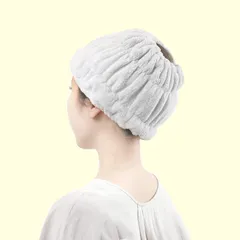 【人気商品】約20×17cm グレー 34149 洗顔 ヘアバンド 吸水 Qsui 速乾 幅広 ヘアターバン お風呂上がり ヘアドライタオル ふわもこ ヘアドライキャップ 東和産業 マイクロファイバー