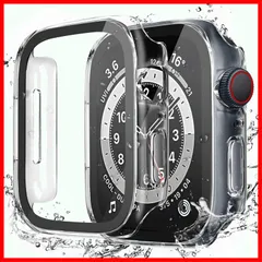 【在庫処分】LISAMER 対応 Apple Watch ケース Series 9/8/SE/7/6/5/4 45mm アップルウォッチ用 ケース 防水 一体型 新デザイン 3D直角エッジ 超薄型 PC+ガラス素材 高透過率 対応 Apple Watch カバ