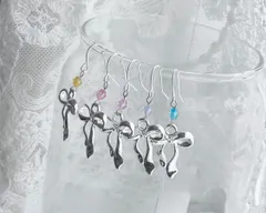 【リボンピアスorイヤリング】シルバーカラー