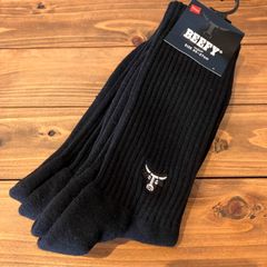 【 新品・未使用 】BEEFY Hanes ビーフィー ヘインズ 2足組 靴下 フルレングス ソックス ハーフパイル ブラック 25〜27cm