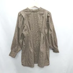◇ MURUA ムルーア チェック柄 長袖 ひざ丈 ワンピース サイズF ブラウン レディース E  【1407020019682】