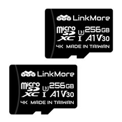【数量限定】SDアダプター付 / / / (読込最大100MB/s) V30 A1 U3 MicroSDXCカード 256GB 【2枚セット】LinkMore