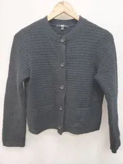 ◇ UNIQLO ユニクロ 格子柄 長袖 ニット カーディガン サイズM ブラック レディース P  【1406110024995】