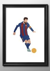 12912 ポスター アート おしゃれ 絵画 インテリア バルセロナ リオネル メッシ サッカー フットボール A3サイズ 北欧 イラスト マット紙 艶消し アートパネル 額 フレーム デザイン 壁掛け