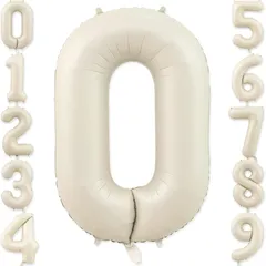 HIYEAR 数字 バルーン1 誕生日バルーン 数字 40インチ 約90cm バルーン 数字 アルミ風船 ハッピーバースデー ウェディング 記念日（ 0，乳白色 ） 1