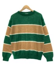 H　BEAUTY＆YOUTH MOHAIR BORDER KNIT PULLOVER グリーン