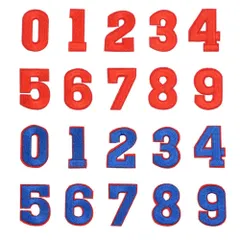 【特価セール】【Wdlife】０～９数字ワッペンアイロン刺繍ワッペンアップリケDIY服 工芸品の装飾パッチ ブル数字と赤数字各10枚【20枚セット】