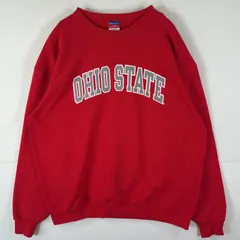 古着 チャンピオン Champion スウェット トレーナー クルーネック 大きいサイズ チームロゴ刺繍 リフレクター OHAIOSTATE XXL  レッド メンズ