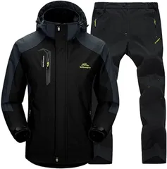 BENQUE(ベンケ) アウトドアジャケット 上下セット メンズ ウェア 登山服 マウンテンパーカー 多機能 防寒 防風 撥水(ブラック,  M)