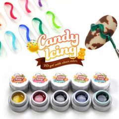 [Free Shipping] Icing Gel - Plump 3D Art - Clear Colors - High Color Payoff - Color Gel - Nail Polish - Art Gel - Gel Nail Supplies - Nail Art - Nail Studio [Candy Icing 10-Color Set]