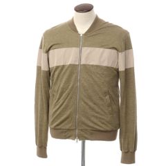 【中古】ロベルトコリーナ ROBERTO COLLINA リネンテンセル ジップアップ ニットブルゾン カーキブラウン【サイズ48】【メンズ】