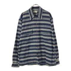 シュガーケーン 東洋エンタープライズ ボーダー 長袖 コットンシャツ LARGE ブルー系 SUGAR CANE メンズ 古着 【240326】