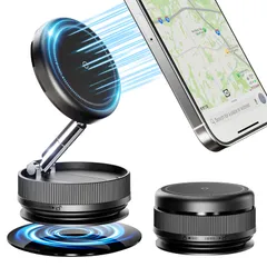 新品 川の信芸 スマホホルダー 車 マグネット 真空吸着 超強力磁気 車載スマホホルダー 多角度自由調節 360° 安定感 Mag-safe車載ホルダー マグセーフ 車載 多角度自由調節 片手操作 1秒で着脱 iPhone&Android多機種と多車種が対応