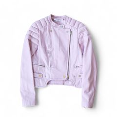 CARVEN カルヴェン ラムスキン レザー ライダース ライラック色 サイズ34