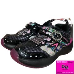 新品○アキレス 瞬足 クリーム レモンパイ スニーカー ブラック 黒 ピンク チェック 花 15cm 1.5E 女の子