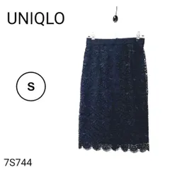 【美品】UNIQLO ユニクロ 総レースタイトスカート 花柄 黒 S